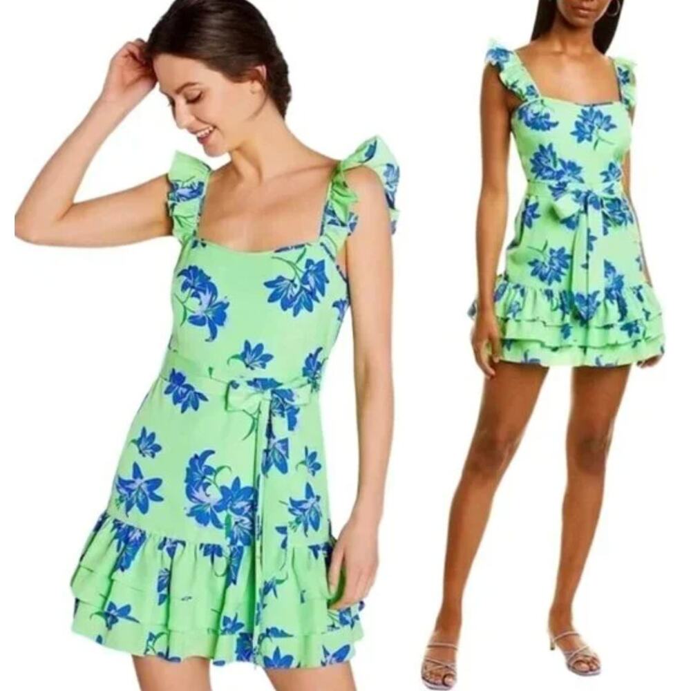 Likely Mini Charlotte Dress in Pistachio Green Tropical Floral Print- Sz2
